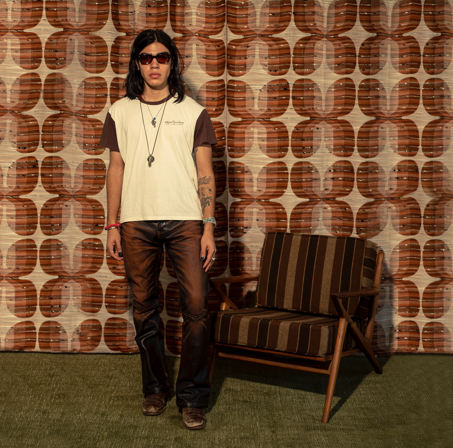 AGED LEATHER FLARE PANT