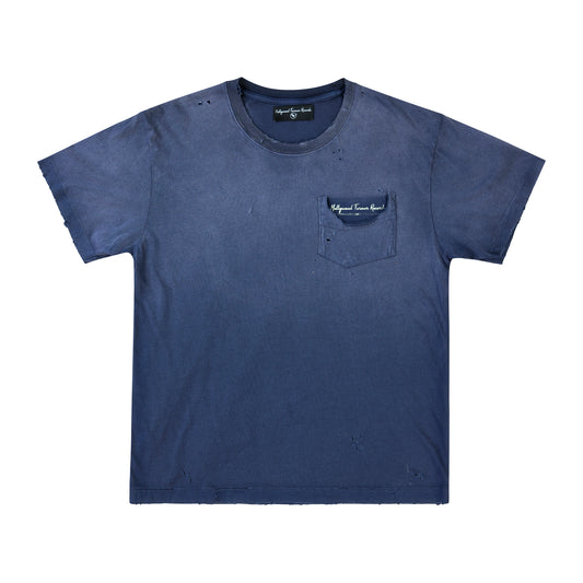 SCRIPT POCKET T-SHIRT BLUE